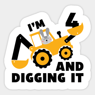 I'm 2 and Digging it Funny 2rd Birthday Excavator Kids Gift Sticker